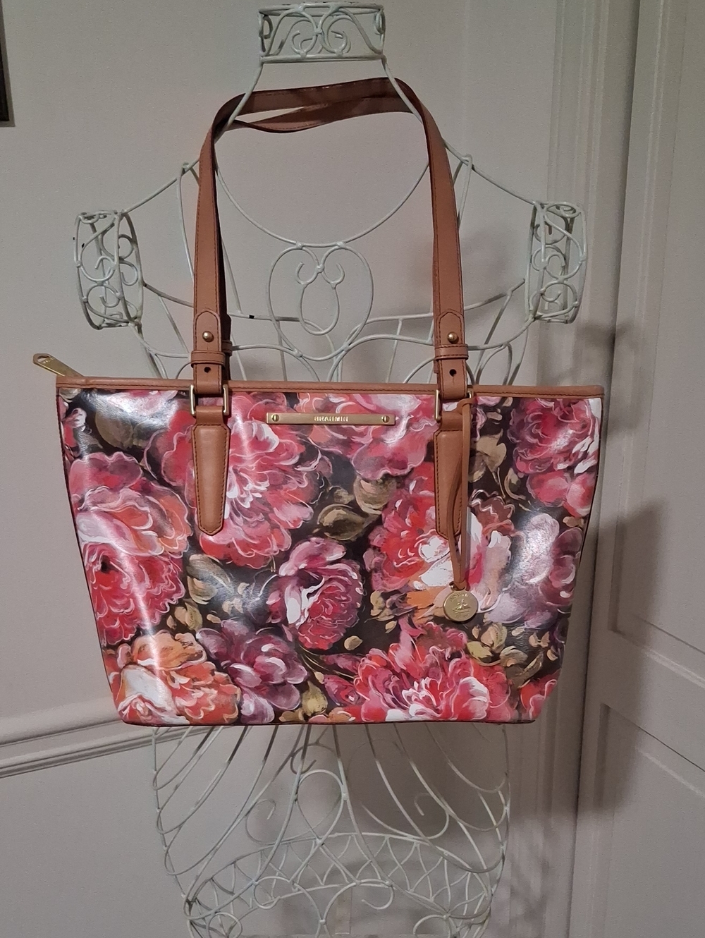 Brahmin Floral AsherTote in Pink Hemingway Pattern Tote